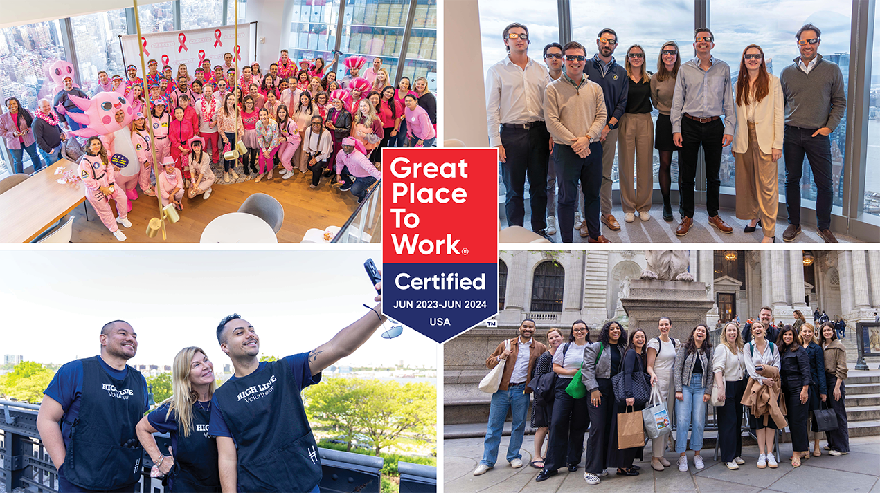 A collage of W. P. Carey employees at different company events, with the 2023-2024 Great Places to Work logo in the middle