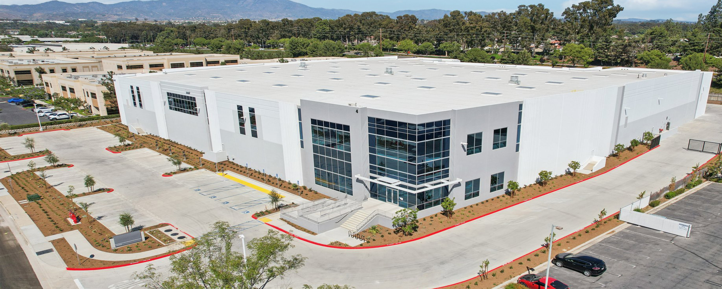 Drone photo of the exterior of a Terran Orbital Corporation building