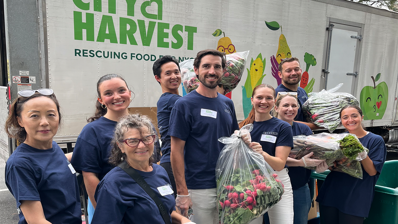 A group of WPC employees volunteering at City Harvest in NYC