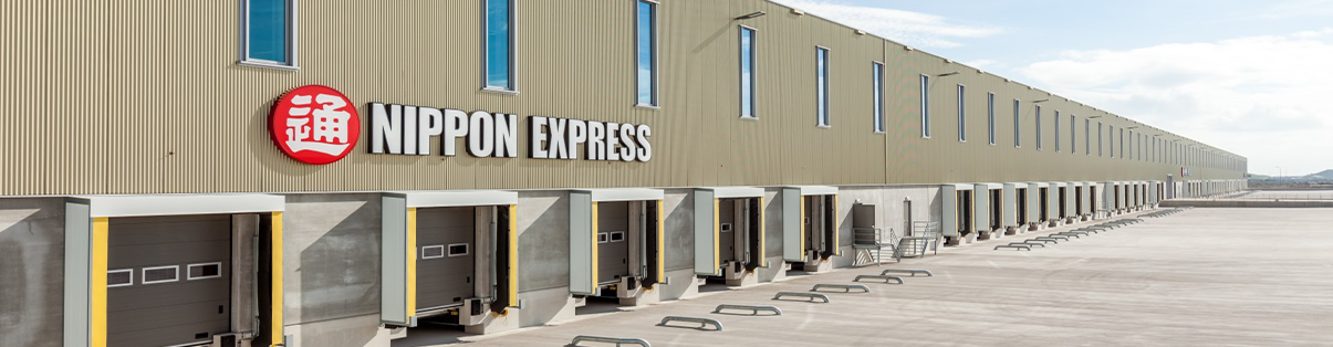 The exterior of a warehouse leased by Nippon Express.