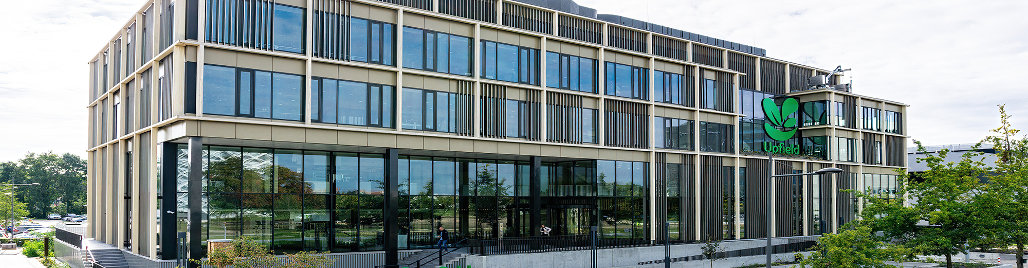 The exterior of an environmentally-friendly building leased to Upfield and owned by W. P. Carey.