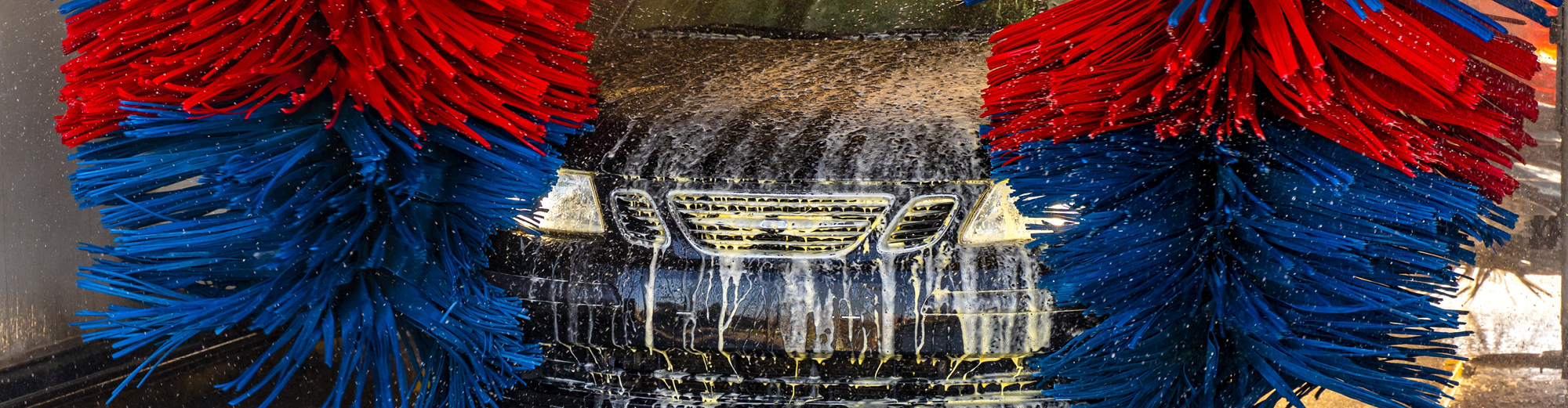 A car going through a car wash