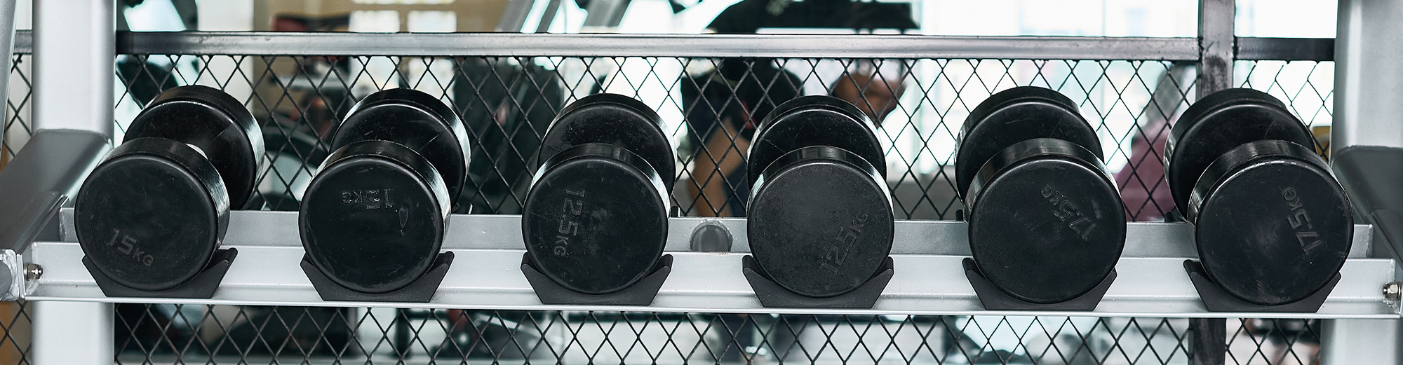 A rack of dumbells