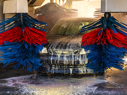 A car going through a car wash